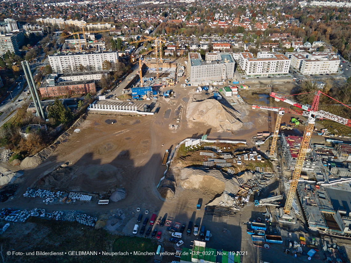 19.11.2021 - Luftbilder von der Baustelle Alexisquartier und Pandion Verde in Neuperlach
